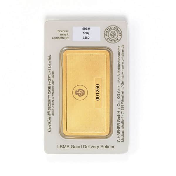Goldbarren 100g - C. Hafner – Bild 2