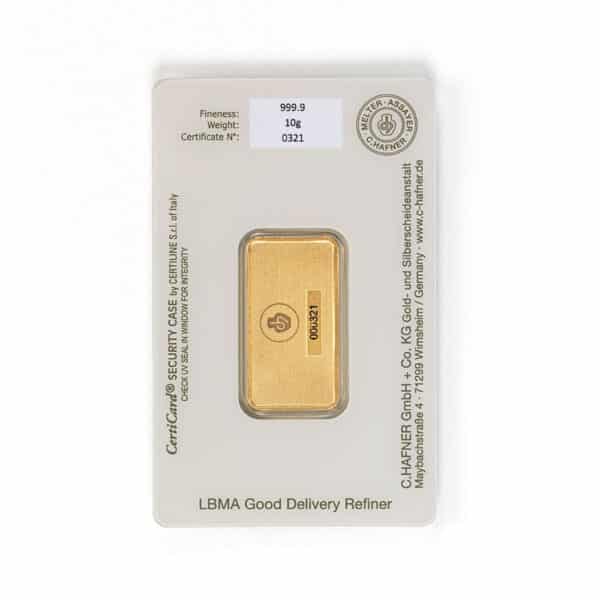 Goldbarren 10g - C. Hafner – Bild 2