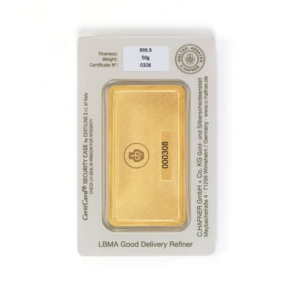 Goldbarren 50g - C. Hafner – Bild 2