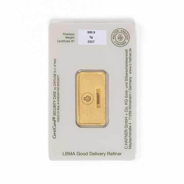 Goldbarren 5g - C. Hafner – Bild 2